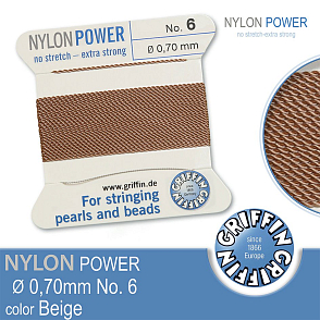 NYLON Power velmi pevná nit GRIFFIN síla nitě 0,70mm barva Beige