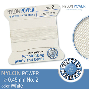 NYLON Power velmi pevná nit GRIFFIN síla nitě 0,45mm Barva White