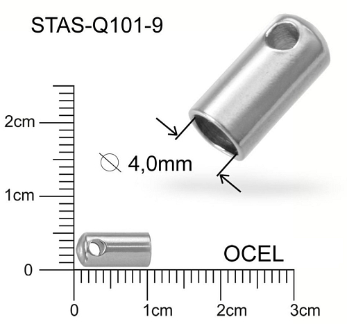 Koncovka CHIRURGICKÁ OCEL ozn.-STAS-Q101-9. velikost 10,0 x 4,8mm.