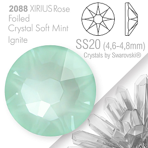 SWAROVSKI  XIRIUS Rose 2088 Foiled. Barva Crystal Soft Mint Ignite velikost SS20 (4,6-4,8mm). Balení 15Ks.