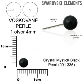 SWAROVSKI 5818 Voskované Perle 1otvor barva CRYSTAL MYSTIC BLACK  PEARL velikost 4mm.