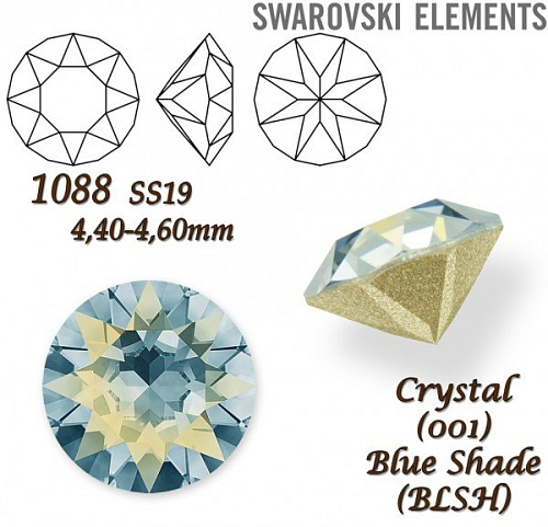 SWAROVSKI XIRIUS 1088 SS19 (4,40-4,60mm) barva CRYSTAL (001) BLUE SHADE (BLSH).