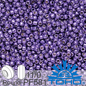 Korálky TOHO tvar ROUND (kulaté). Velikost 11/0. Barva PF581 PermaFinish - Galvanized Violet. Balení 8g.