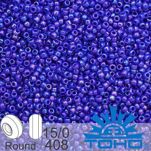 Korálky TOHO tvar ROUND (kulaté). Velikost 15/0. Barva č.408 Opaque-Rainbow Navy Blue. Balení 5g.