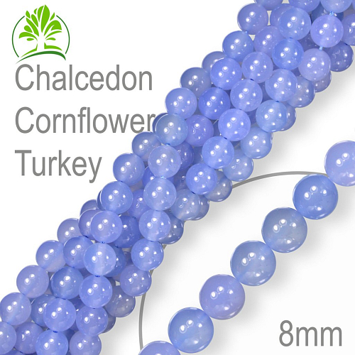 Korálky z minerálů Chalcedon Cornflower Turkey. Velikost pr.8mm. Balení 10Ks.