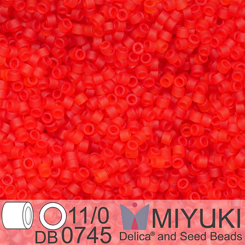 Korálky Miyuki Delica 11/0. Barva Matte Transparent Red Orange DB0745. Balení 5g.