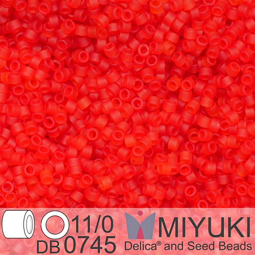 Korálky Miyuki Delica 11/0. Barva Matte Transparent Red Orange DB0745. Balení 5g.