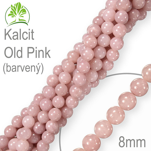 Korálky z minerálů Kalcit Old Pink barvený. Velikost pr.8mm. Balení 10Ks.
