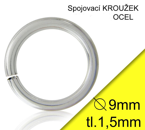 KROUŽEK spojovací-CHIRURGICKÁ OCEL 316L. Velikost venkovní pr.9,0mm tl.1,5mm.