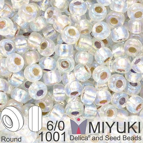 Korálky Miyuki MIX Round 6/0. Barva 1001 S/L Crystal AB. Balení 5g