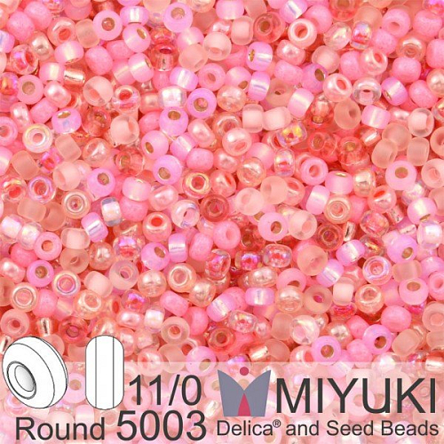 Korálky Miyuki Round 11/0. Barva Pretty in Pink Mix 5003. Balení 5g.
