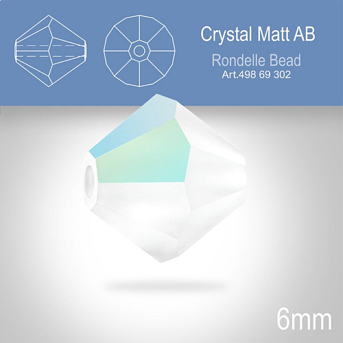 PRECIOSA Bicone MC BEAD (sluníčko) velikost 6mm. Barva CRYSTAL  Aurore Boreale Matt. Balení 18ks .
