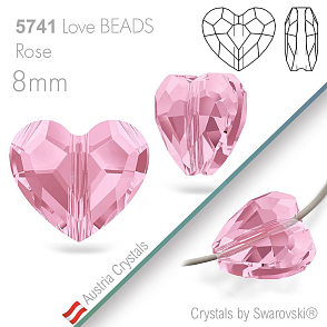 SWAROVSKI Love Beads 5741. Barva Rose. Velikost 8mm