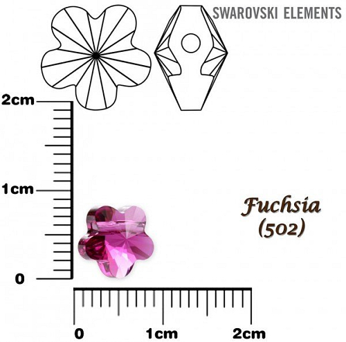 SWAROVSKI KORÁLKY Flower Bead barva FUCHSIA velikost 8mm. Balení 3Ks.