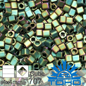 Korálky TOHO Cubes 6/0. Barva 707 Matte-Color Iris - Peridot . Balení 10g. 