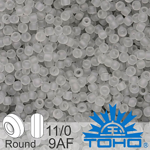 Korálky TOHO tvar ROUND (kulaté). Velikost 11/0. Barva č. 9AF-Transparent-Frosted Lt Gray . Balení 8g.