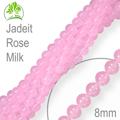 Korálky z minerálů Jadeit Rose Milk. Velikost pr.8mm. Balení 10Ks.