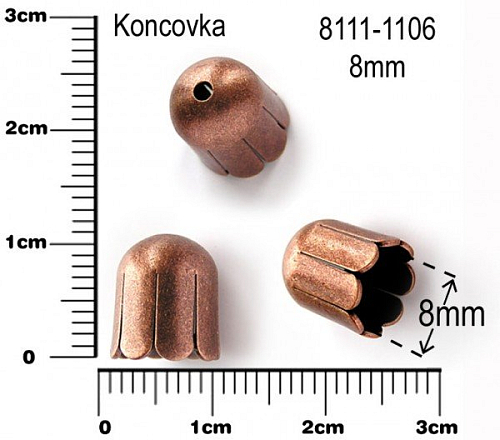 KONCOVKA ozn.-8111-1106 8mm na víceřadý náhrdelník nebo zakončení. barva staroměděná.