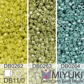 Korálky Miyuki Delica 11/0. Barevné variace č. 18  DB0262, DB0263, DB264. Balení 3x5g