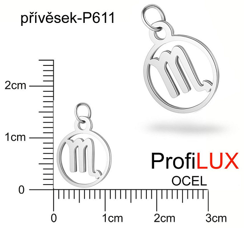 Přívěsek Chirurgická Ocel ozn-P611 Znamení Zvěrokruhu ŠTÍR velikost 11x13mm tl.1.2mm. Řada přívěsků ProfiLUX