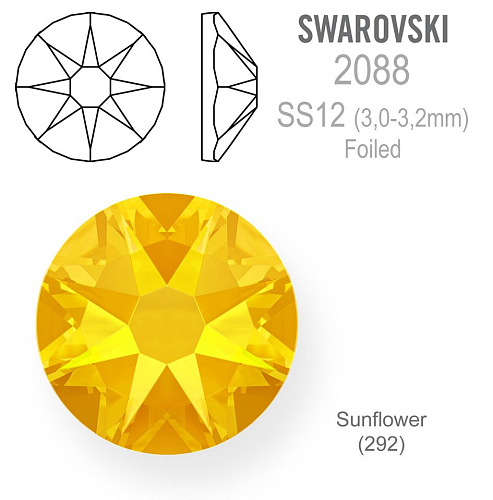 SWAROVSKI XIRIUS FOILED velikost SS12 barva SUNFLOWER 