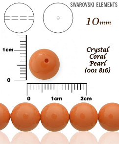 SWAROVSKI ELEMENTS Voskované Perle barva 816 CRYSTAL CORAL PEARL velikost 10mm. 