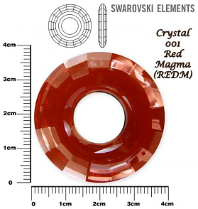 SWAROVSKI Disk Pendant 6039 barva CRYSTAL RED MAGMA velikost 38mm.