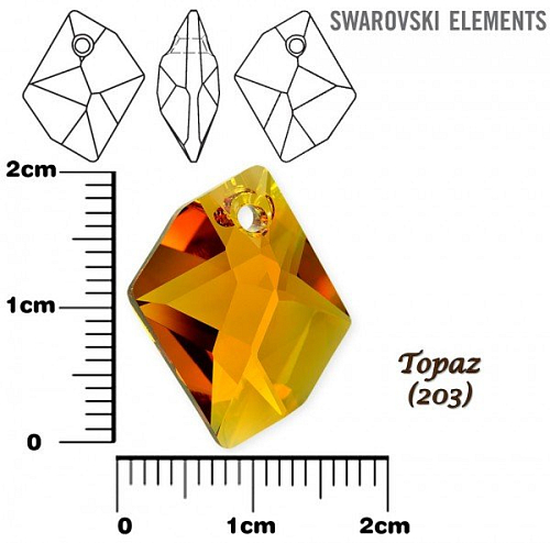 SWAROVSKI 6680 COSMIC Pendant barva TOPAZ velikost 20mm.