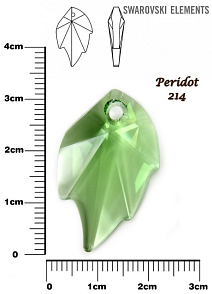 SWAROVSKI Leaf Pendant barva PERIDOT velikost 32x20mm.