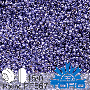 Korálky TOHO tvar ROUND (kulaté). Velikost 15/0. Barva č.PF567-Permanent Finish - Metallic Polaris . Balení 5g.