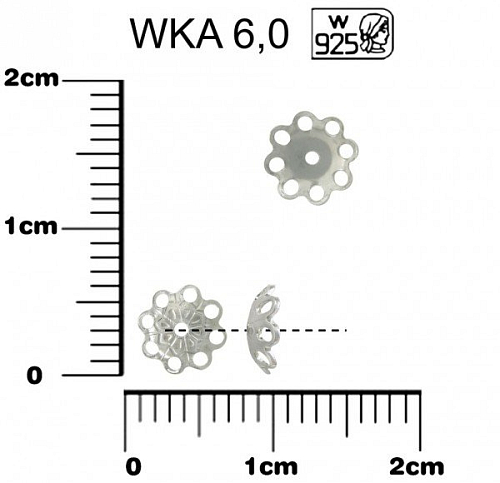 KAPLIK zdobeny ozn. WKA 6,0. Materiál STŘÍBRO AG925.váha 0,08g.