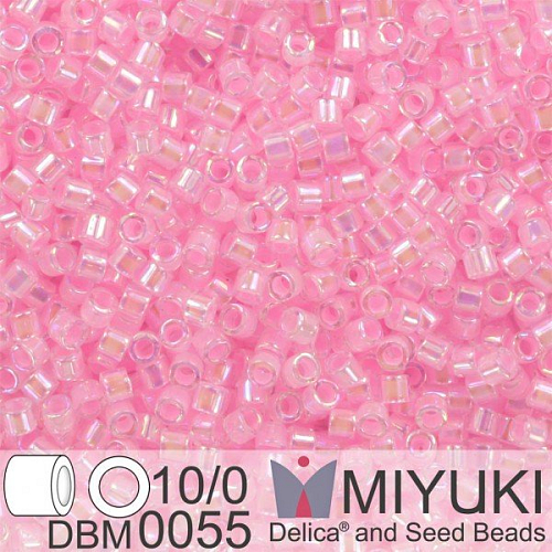 Korálky Miyuki Delica 10/0. Barva Pink Lined Crystal AB DBM0055. Balení 5g.