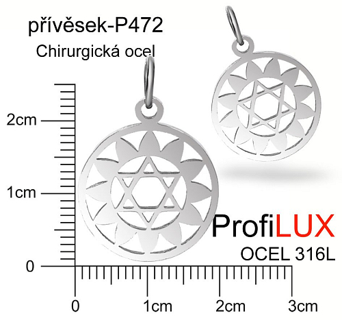 Přívěsek Chirurgická Ocel ozn-P472 Medailon čakra SRDCE velikost pr.19mm tl.1.0mm. Řada přívěsků ProfiLUX. 
