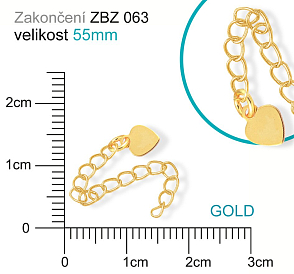 Zakončovací řetízek  ozn. ZBZ 063. Barva (pokov) GOLD.