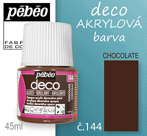 Barva AKRYLOVÁ lesk Pébeo DECO. Odstín č.144 CHOCOLATE Balení 45 ml.