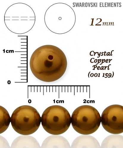 SWAROVSKI 5811 Voskované Perle barva CRYSTAL COPPER PEARL velikost 12mm. 