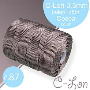 Nylonová nit C-Lon pevná korálková nit. Barva 87 Cocoa. Síla nitě 0,5mm. Balení 78m na cívce.