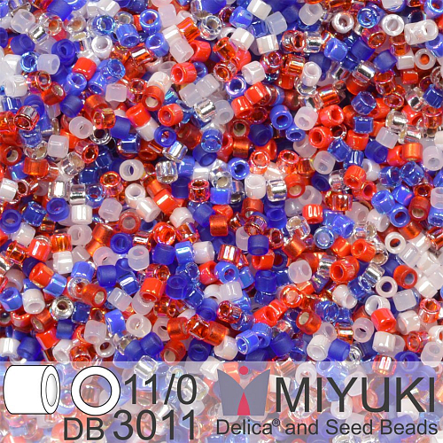 Korálky Miyuki Delica 11/0. Barva Fourth Of July Mix DB3011. Balení 5g