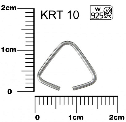 KOMPONENT trojúhelník ozn. KRT 10. Materiál STŘÍBRO AG925.váha 0,37g.
