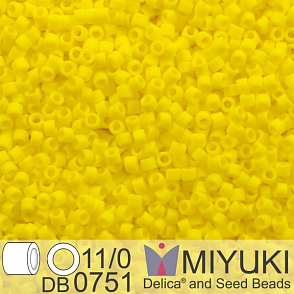 Korálky Miyuki Delica 11/0. Barva Matte Op Yellow DB0751. Balení 5g