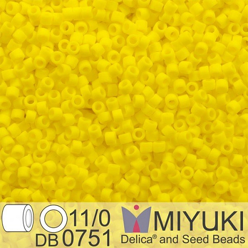 Korálky Miyuki Delica 11/0. Barva Matte Op Yellow DB0751. Balení 5g