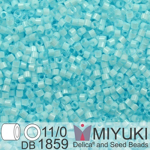 Korálky Miyuki Delica 11/0. Barva Silk Inside Dyed Frozen Blue  DB1859. Balení 5g.