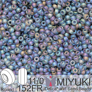 Korálky Miyuki Round 11/0. Barva 0152FR Matte Transparent Gray AB. Balení 5g.