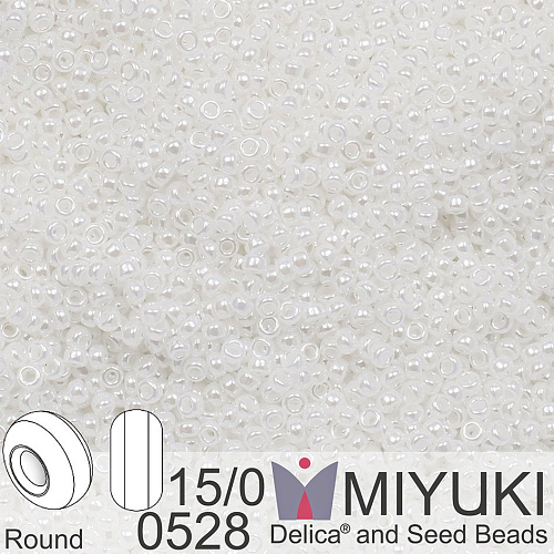 Korálky Miyuki Round 15/0. Barva 0528 White Pearl Ceylon. Balení 5g
