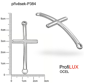 Přívěsek (Rozsdělovař) Chirurgická Ocel ozn-P384 KŘÍŽEK 2 očka velikost 48x23mm tl.2,5mm. Řada přívěsků ProfiLUX. 