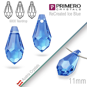 Přívěsky PRIMERO Crystals . Tvar 6000 Teardrop. Barva ReCreated Ice Blue. Velikost 11mm