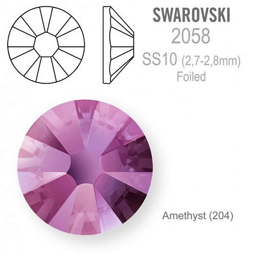 SWAROVSKI 2058 XILION Rose FOILED velikost SS10 barva Amethyst (204). Balení 40Ks.