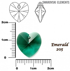 SWAROVSKI Heart Pendant barva EMERALD velikost 14,4x14mm.