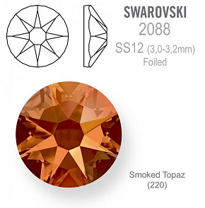 SWAROVSKI 2088 xirius FOILED velikost SS12 barva SMOKED TOPAZ 