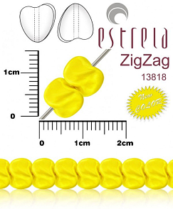 VOSKOVANÉ korále tvar ZigZag. Velikost 6x9mm. Barva 13818 (žlutá pastelová) New COLOR). Balení 14ks na návleku.